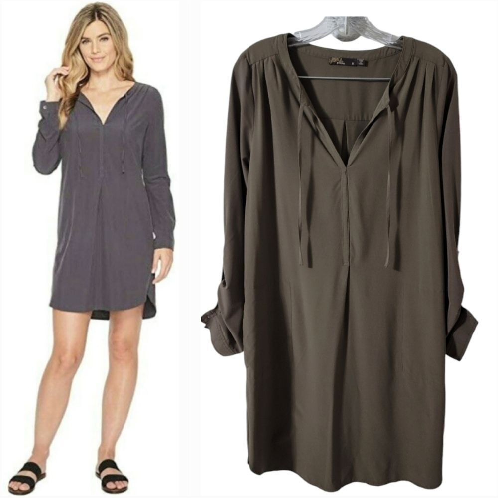 Prana Natassa Stretchy Dress Olive Green With Pockets M